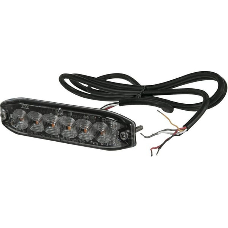 Kramp Flashing warning light LED, rectangular, 10/30V, orange, 130x30x7mm, 6 LED's, LA200763M