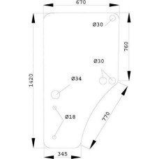 Kramp JOhn Deere 6000 Durvju stikls (Kreisā puse) L213354 L169102 L226809