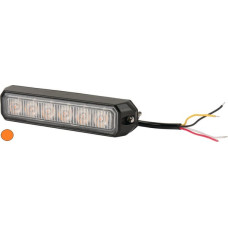 Kramp Brīdinājuma gaismas diode, 18W, 12-24V, dzintara krāsa, pieskrūvēta, 128x28x19mm, 6 gaismas diodes, LA20014