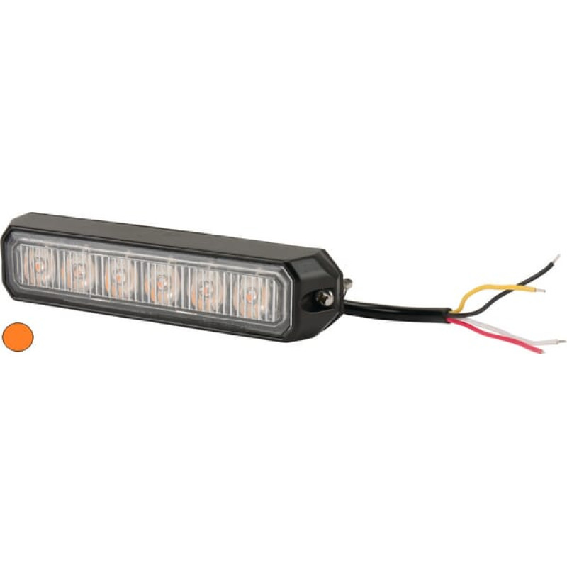 Kramp Brīdinājuma gaismas diode, 18W, 12-24V, dzintara krāsa, pieskrūvēta, 128x28x19mm, 6 gaismas diodes, LA20014