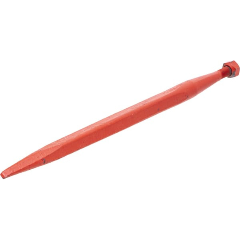 Kverneland Loader tine, straight, square section 36x600mm, pointed tip with M20x1.5mm nut, red,   KK221150