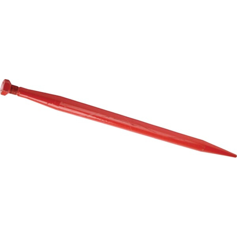 Kverneland Loader tine, straight, round section 55x1140mm, pointed tip with M33x2mm nut, red,   KK241127