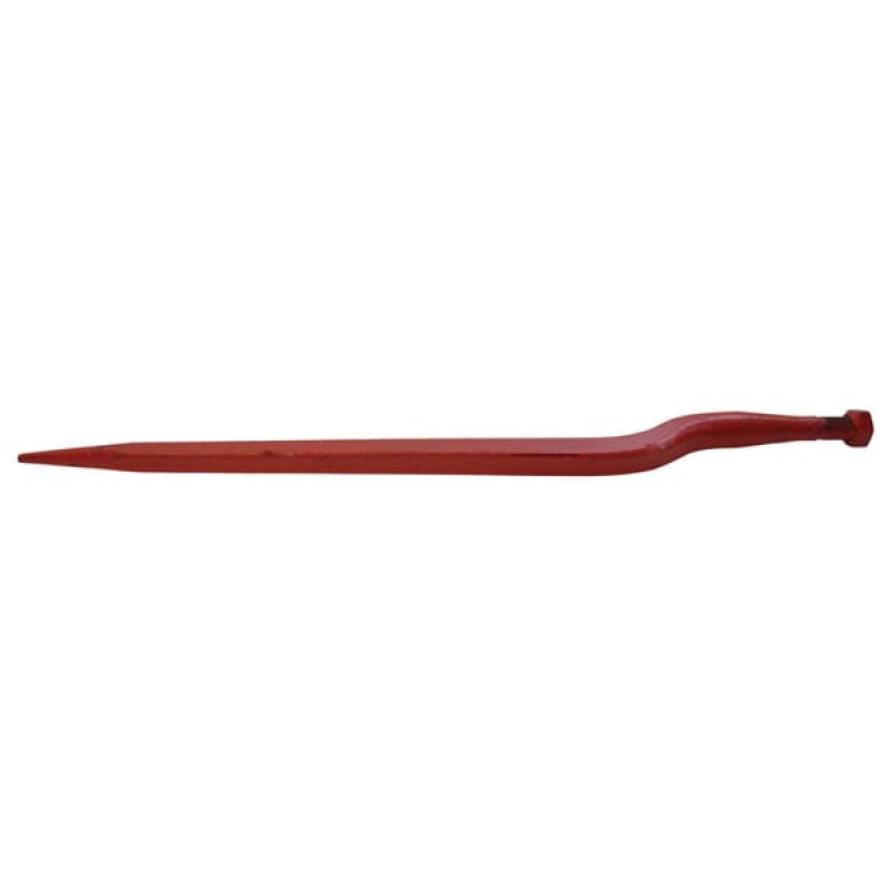 Kverneland Silage tine, cranked: 56mm square section 36x820mm, pointed tip with M24x2mm nut, red,   KK221195