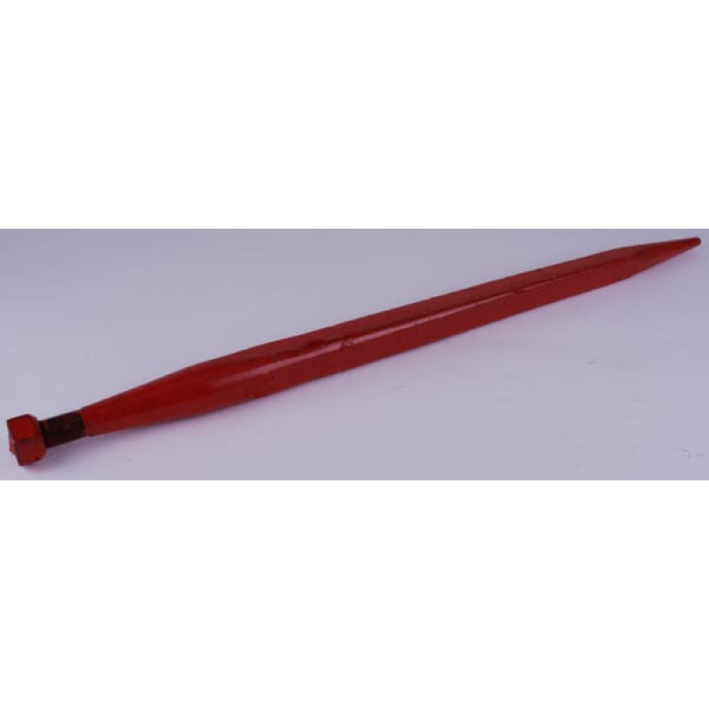 Kverneland Loader tine, straight, square section 36x680mm, pointed tip with M20x1.5mm nut, red,   KK221193