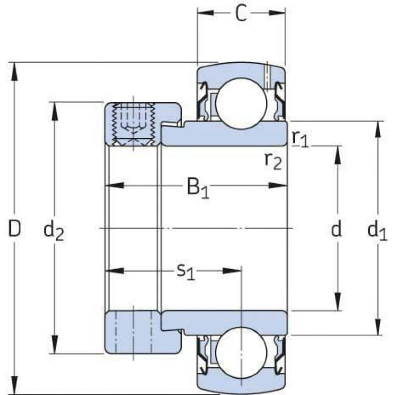 SKF Gultnis 1-1/4 / 31,75x62x18mm YET206104