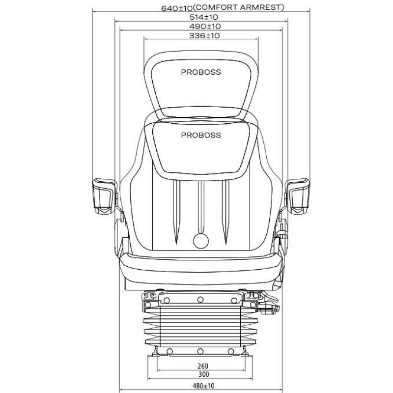 Proboss Traktora sēdeklis PROBOSS AS2480 12V Pneim. amortizācija, melns audums.